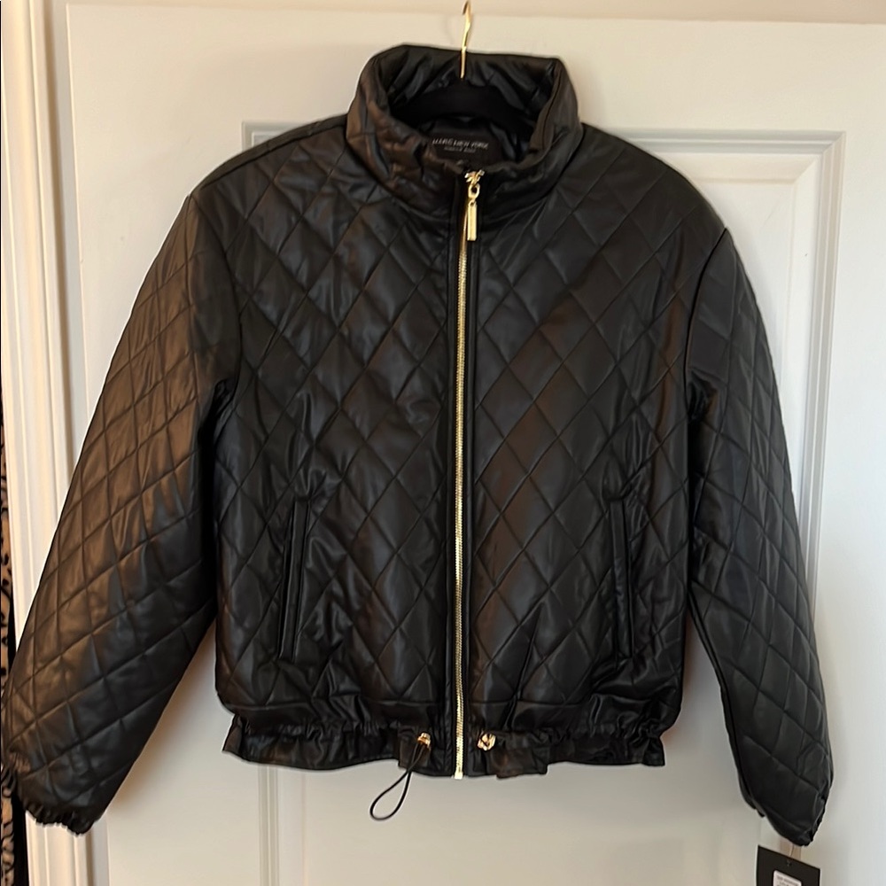 Marc New York Black faux leather Quilted Jacket.
